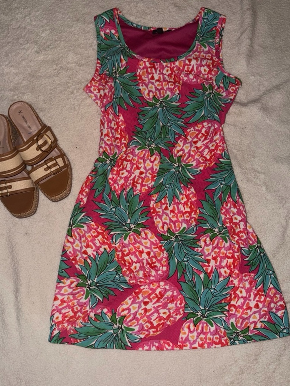 Ronni Nicole Pink Pineapple-Print Sleeveless A-Line Dress